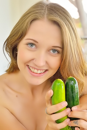 Sexy Teen Brielle Plays With Vegetables