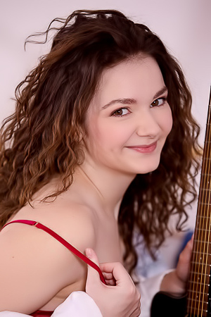 Purr Simona Adorably Sexy In Scarlet Lingerie That Hugs Her Soft Curves