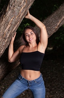 Sumiko Teases With Jeans And Crop Top In The Forest
