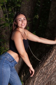 Sumiko Teases With Jeans And Crop Top In The Forest