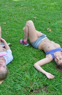 Two Hot Girls Get Naked In The Park