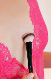 Gracie Exposing Her Shaved Pussy And Perky Breasts