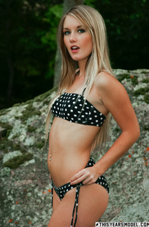 Teen Blonde Girl Jewel In Polkadot Bikini