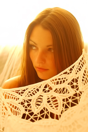 Babe with lacy umbrella