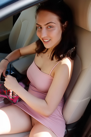 Cute Jade Baker Showing Pussy In A Car