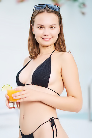 Yenn Cat Taking Off Black Bikini