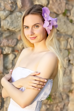 Emily Swan In A Pretty Summer Dress And High Heels That Show Off Her Lovely Long Legs