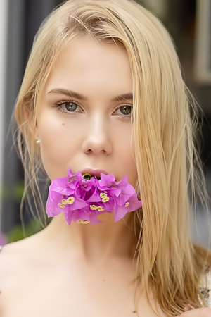 Hot blonde Nastya flaunts her big ass and juicy melons in a backyard tease