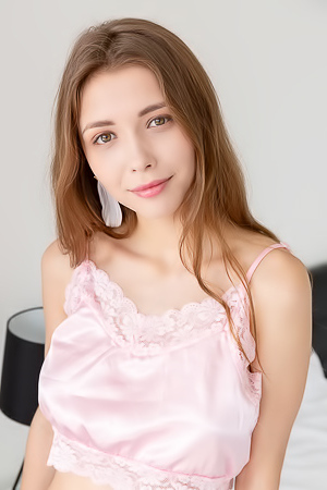 Mila Azul Teases In Pink Silk Lingerie With Irresistible Solo Play On Crisp Sheets