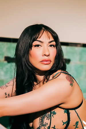 Relishing Sabina Magic in Suave Lingerie by the Tiled Tub