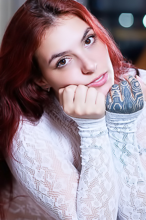Ultravioleta teases in lace bodysuit late night in kitchen showing tattoos