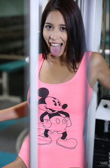 Paula Shy In Mickey Outfit Working Out